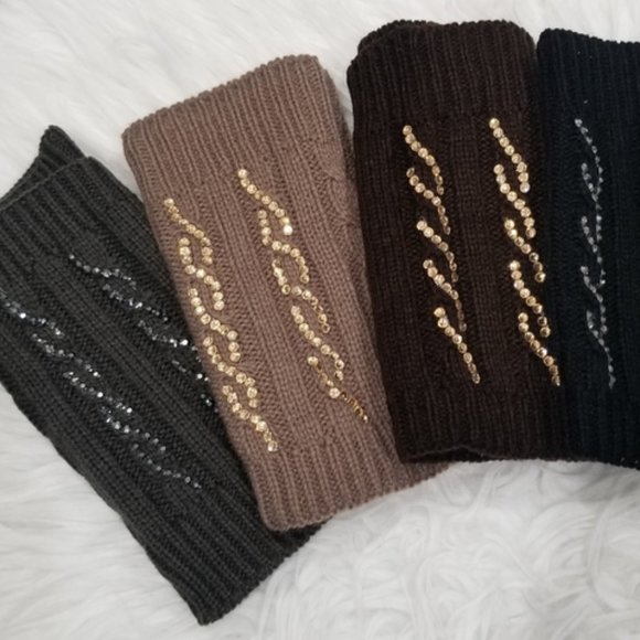 Brown, Tan, Black or gray KNITTED fIGERLESS GLOVES - Picture 2 of 4